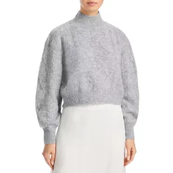 Best Sale 🔔 AQUA Cropped Balloon Sleeve Sweater - 100% Exclusive Light Gray ✔️