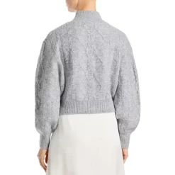 Best Sale 🔔 AQUA Cropped Balloon Sleeve Sweater - 100% Exclusive Light Gray ✔️ -AQUA Elegant shop unnamed file 528