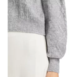 Best Sale 🔔 AQUA Cropped Balloon Sleeve Sweater - 100% Exclusive Light Gray ✔️ -AQUA Elegant shop unnamed file 531