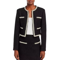 Best reviews of ⭐ AQUA Embellished Tweed Crop Jacket - 100% Exclusive Black Shine ⌛