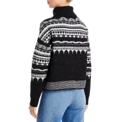 Hot Sale ⭐ AQUA Gabriella Fair Isle Turtleneck Sweater - 100% Exclusive Black 👍 -AQUA Elegant shop unnamed file 581