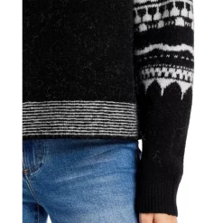 Hot Sale ⭐ AQUA Gabriella Fair Isle Turtleneck Sweater - 100% Exclusive Black 👍 -AQUA Elegant shop unnamed file 584