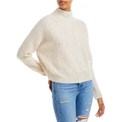 Discount ❤️ AQUA Novelty Stitch Cashmere Mock Neck Sweater - 100% Exclusive Hyacinth 😀