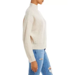 Discount ❤️ AQUA Novelty Stitch Cashmere Mock Neck Sweater - 100% Exclusive Hyacinth 😀 -AQUA Elegant shop unnamed file 607