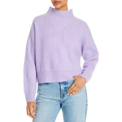 Discount ❤️ AQUA Novelty Stitch Cashmere Mock Neck Sweater - 100% Exclusive Hyacinth 😀 -AQUA Elegant shop unnamed file 610