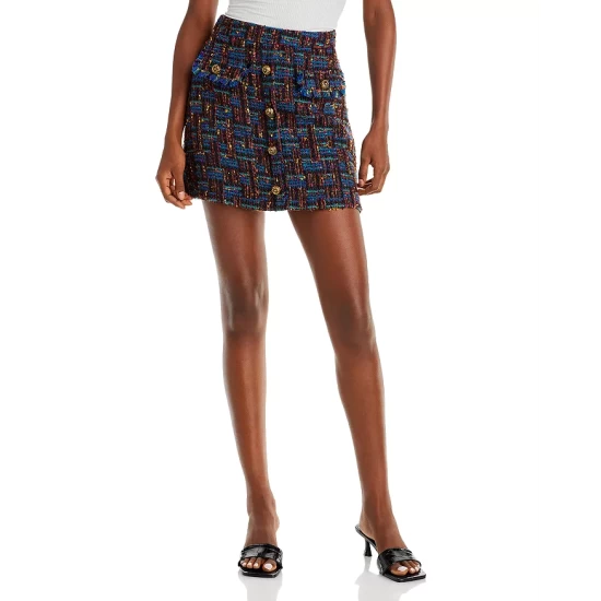 Outlet ❤️ AQUA Tweed Mini 🛒 Skirt - 100% Exclusive Black Multi ❤️ 1 Outlet ❤️ AQUA Tweed Mini 🛒 Skirt - 100% Exclusive Black Multi ❤️
