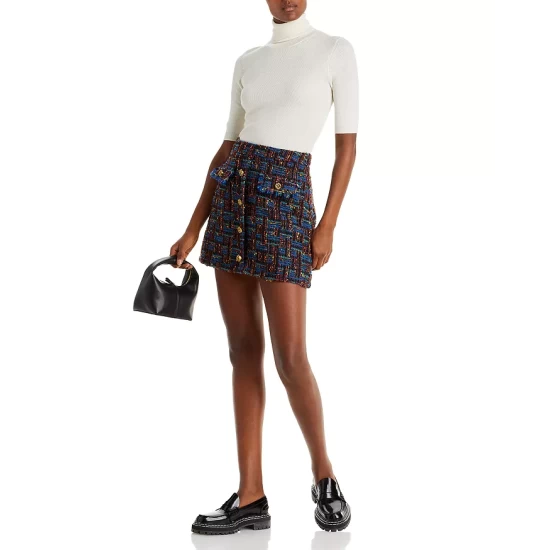 Outlet ❤️ AQUA Tweed Mini 🛒 Skirt - 100% Exclusive Black Multi ❤️ 2 Outlet ❤️ AQUA Tweed Mini 🛒 Skirt - 100% Exclusive Black Multi ❤️ - Image 2