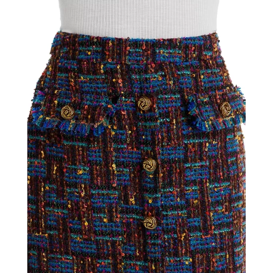 Outlet ❤️ AQUA Tweed Mini 🛒 Skirt - 100% Exclusive Black Multi ❤️ 5 Outlet ❤️ AQUA Tweed Mini 🛒 Skirt - 100% Exclusive Black Multi ❤️ - Image 5