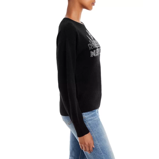 New โ๏ธ AQUA New York Intarsia Cashmere Sweater - 100% Exclusive Black ๐ 3 New โ๏ธ AQUA New York Intarsia Cashmere Sweater - 100% Exclusive Black ๐ - Image 3