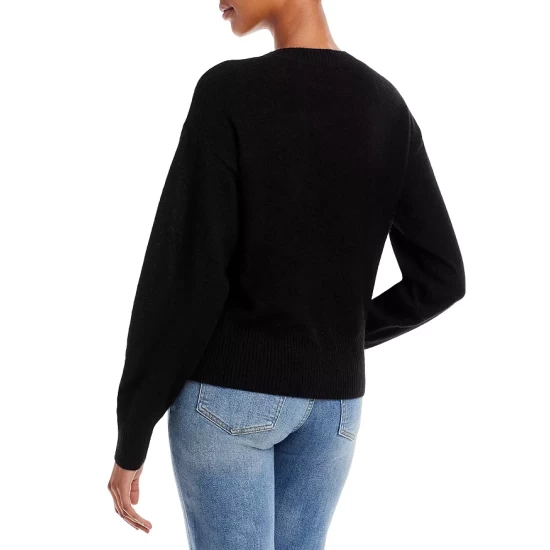 New โ๏ธ AQUA New York Intarsia Cashmere Sweater - 100% Exclusive Black ๐ 4 New โ๏ธ AQUA New York Intarsia Cashmere Sweater - 100% Exclusive Black ๐ - Image 4