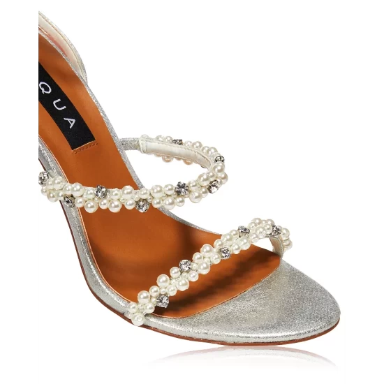 Cheapest โญ AQUA ๐ Women's Duet Embellished Ankle Strap High Heel Sandals - 100% Exclusive Silver โจ 4 Cheapest โญ AQUA ๐ Women's Duet Embellished Ankle Strap High Heel Sandals - 100% Exclusive Silver โจ - Image 4