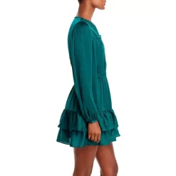 Outlet 😍 AQUA Split Neck Tiered Mini Dress - 100% Exclusive Emerald 💯 -AQUA Elegant shop unnamed file 738