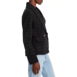 Best Pirce 🔔 AQUA Smile Embroidered Tweed Blazer - 100% Exclusive Black 😍 -AQUA Elegant shop unnamed file 745