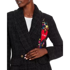 Best Pirce 🔔 AQUA Smile Embroidered Tweed Blazer - 100% Exclusive Black 😍 -AQUA Elegant shop unnamed file 747