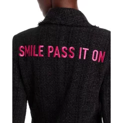 Best Pirce 🔔 AQUA Smile Embroidered Tweed Blazer - 100% Exclusive Black 😍 -AQUA Elegant shop unnamed file 748