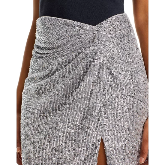Discount 🔥 AQUA SEQUIN Sequin Twist Mini ⌛ Skirt - 100% Exclusive Silver ✔️ 5 Discount 🔥 AQUA SEQUIN Sequin Twist Mini ⌛ Skirt - 100% Exclusive Silver ✔️ - Image 5