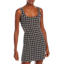 Cheapest 🔔 AQUA Tweed Cutout Mini Dress Black/white 🎁