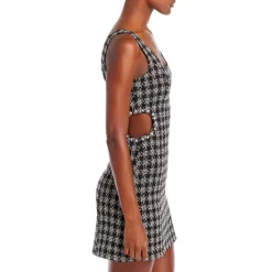 Cheapest 🔔 AQUA Tweed Cutout Mini Dress Black/white 🎁 -AQUA Elegant shop unnamed file 785