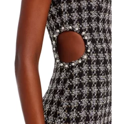 Cheapest 🔔 AQUA Tweed Cutout Mini Dress Black/white 🎁 -AQUA Elegant shop unnamed file 787
