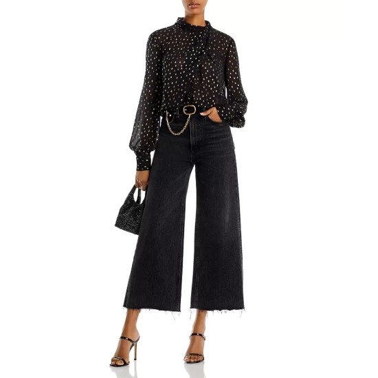 Discount ✔️ AQUA Metallic Clip Dot Blouse - 100% Exclusive Black/gold 🥰 2 Discount ✔️ AQUA Metallic Clip Dot Blouse - 100% Exclusive Black/gold 🥰 - Image 2