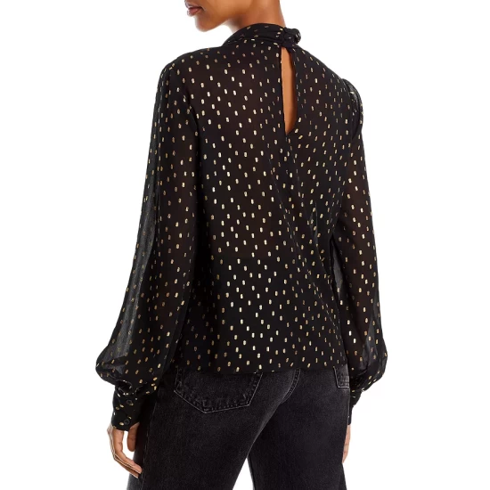 Discount ✔️ AQUA Metallic Clip Dot Blouse - 100% Exclusive Black/gold 🥰 3 Discount ✔️ AQUA Metallic Clip Dot Blouse - 100% Exclusive Black/gold 🥰 - Image 3