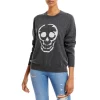 Promo 🌟 AQUA Skull Intarsia Cashmere Sweater - 100% Exclusive Dark Gray/white 🧨