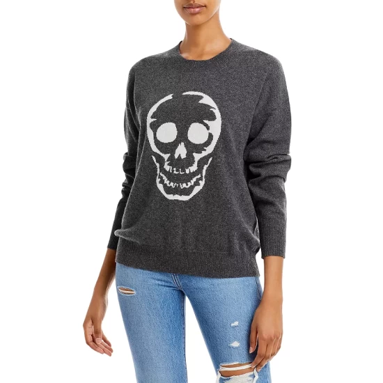 Promo ๐ AQUA Skull Intarsia Cashmere Sweater - 100% Exclusive Dark Gray/white ๐งจ 1 Promo ๐ AQUA Skull Intarsia Cashmere Sweater - 100% Exclusive Dark Gray/white ๐งจ