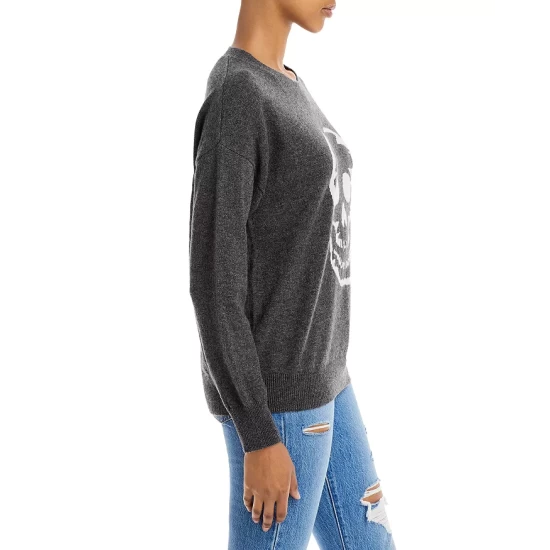 Promo ๐ AQUA Skull Intarsia Cashmere Sweater - 100% Exclusive Dark Gray/white ๐งจ 4 Promo ๐ AQUA Skull Intarsia Cashmere Sweater - 100% Exclusive Dark Gray/white ๐งจ - Image 4