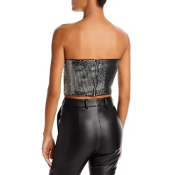 Best Pirce ✨ AQUA Sequin Bustier Crop Top - 100% Exclusive Black/silver 🔔 -AQUA Elegant shop unnamed file 818