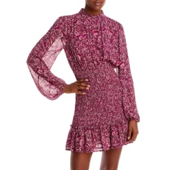 Budget ๐ AQUA Floral Dot Print Smocked Mini ๐ Dress - 100% Exclusive Pink Multi โญ