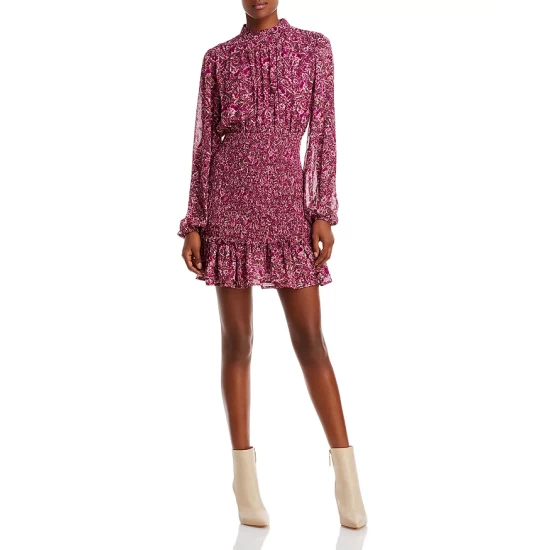 Budget ๐ AQUA Floral Dot Print Smocked Mini ๐ Dress - 100% Exclusive Pink Multi โญ 5 Budget ๐ AQUA Floral Dot Print Smocked Mini ๐ Dress - 100% Exclusive Pink Multi โญ - Image 5