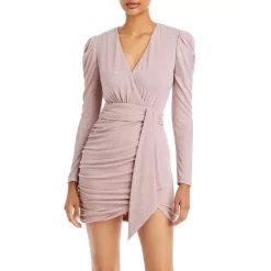 Buy ⌛ AQUA Metallic Faux Wrap Dress - 100% Exclusive Black/silver 👏 -AQUA Elegant shop unnamed file 829