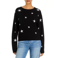 Cheapest 🧨 AQUA Star Intarsia Cashmere Sweater - 100% Exclusive Black/white 🥰