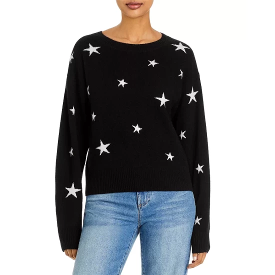 Cheapest 🧨 AQUA Star Intarsia Cashmere Sweater - 100% Exclusive Black/white 🥰 1 Cheapest 🧨 AQUA Star Intarsia Cashmere Sweater - 100% Exclusive Black/white 🥰