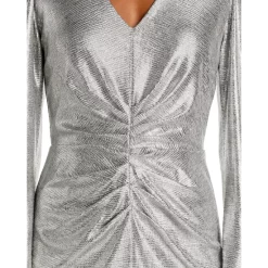 Cheap 💯 AQUA Sine Metallic V Neck Dress - 100% Exclusive Silver Metallic 🧨 -AQUA Elegant shop unnamed file 853