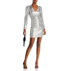 Cheap 💯 AQUA Sine Metallic V Neck Dress - 100% Exclusive Silver Metallic 🧨 -AQUA Elegant shop unnamed file 854