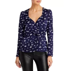 Hot Sale π AQUA Printed Long Sleeve Ruched Top - 100% Exclusive Navy/white β