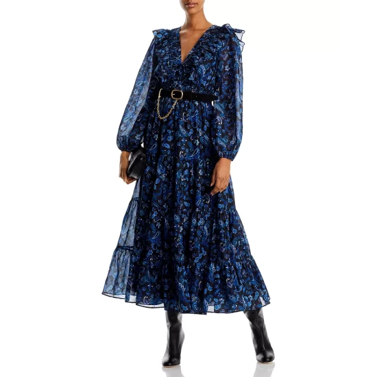 Brand new ❤️ AQUA Paisley Print Tiered Maxi ✨ Dress - 100% Exclusive Blue/black ✨ 2 Brand new ❤️ AQUA Paisley Print Tiered Maxi ✨ Dress - 100% Exclusive Blue/black ✨ - Image 2