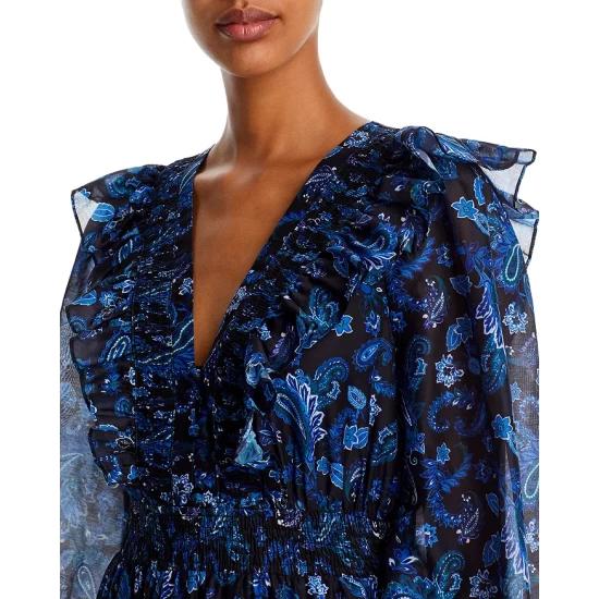 Brand new ❤️ AQUA Paisley Print Tiered Maxi ✨ Dress - 100% Exclusive Blue/black ✨ 5 Brand new ❤️ AQUA Paisley Print Tiered Maxi ✨ Dress - 100% Exclusive Blue/black ✨ - Image 5