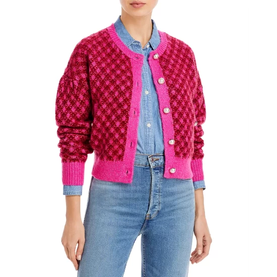 Cheap ๐ AQUA Imitation Pearl Button Plaid Cardigan - 100% Exclusive Pop Pink/burgundy ๐ 1 Cheap ๐ AQUA Imitation Pearl Button Plaid Cardigan - 100% Exclusive Pop Pink/burgundy ๐