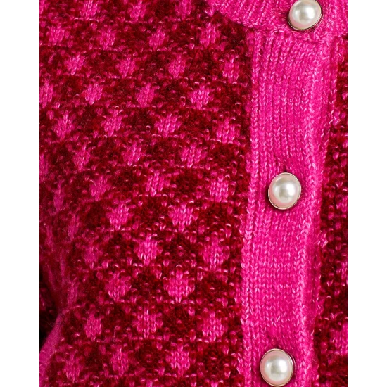Cheap ๐ AQUA Imitation Pearl Button Plaid Cardigan - 100% Exclusive Pop Pink/burgundy ๐ 6 Cheap ๐ AQUA Imitation Pearl Button Plaid Cardigan - 100% Exclusive Pop Pink/burgundy ๐ - Image 6