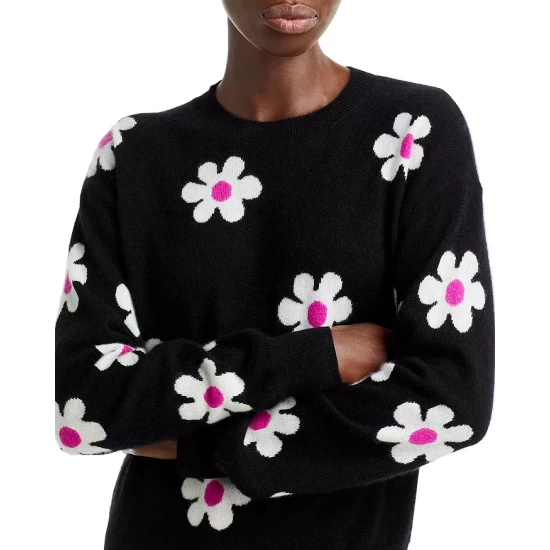 Top 10 π₯ AQUA Daisy Intarsia Cashmere Sweater - 100% Exclusive Black Combo π 6 Top 10 π₯ AQUA Daisy Intarsia Cashmere Sweater - 100% Exclusive Black Combo π - Image 6