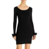 Best reviews of ✔️ AQUA Feather Trim Ribbed Knit Dress - 100% Exclusive Black ❤️
