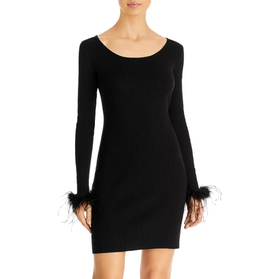 Best reviews of ✔️ AQUA Feather Trim Ribbed Knit Dress - 100% Exclusive Black ❤️ 1 Best reviews of ✔️ AQUA Feather Trim Ribbed Knit Dress - 100% Exclusive Black ❤️