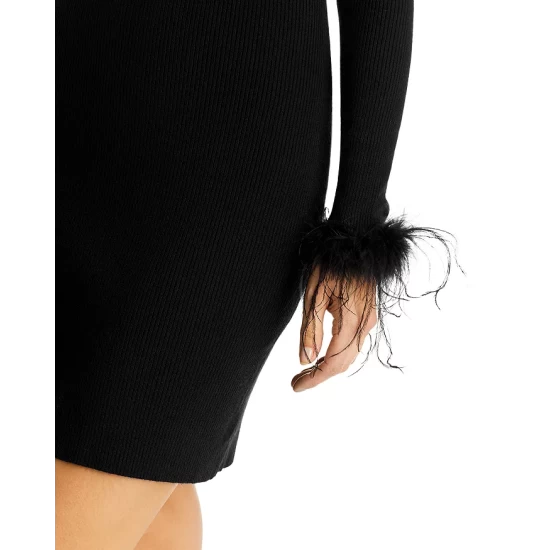 Best reviews of ✔️ AQUA Feather Trim Ribbed Knit Dress - 100% Exclusive Black ❤️ 7 Best reviews of ✔️ AQUA Feather Trim Ribbed Knit Dress - 100% Exclusive Black ❤️ - Image 7
