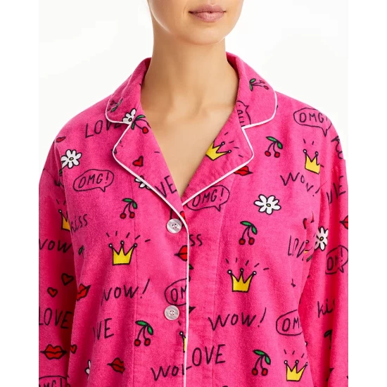 Promo ๐ AQUA Printed Long Flannel Pajama Set - 100% Exclusive Hot Pink โ๏ธ 2 Promo ๐ AQUA Printed Long Flannel Pajama Set - 100% Exclusive Hot Pink โ๏ธ - Image 2