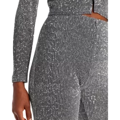 Best Sale 🎁 AQUA Sequined Metallic Flare Pants - 100% Exclusive Silver 🧨 -AQUA Elegant shop unnamed file 979